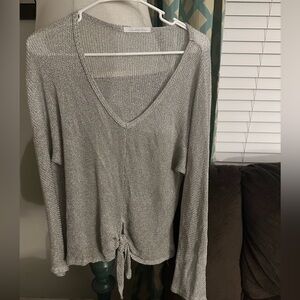 Charlotte Russe Silver V-Neck Top